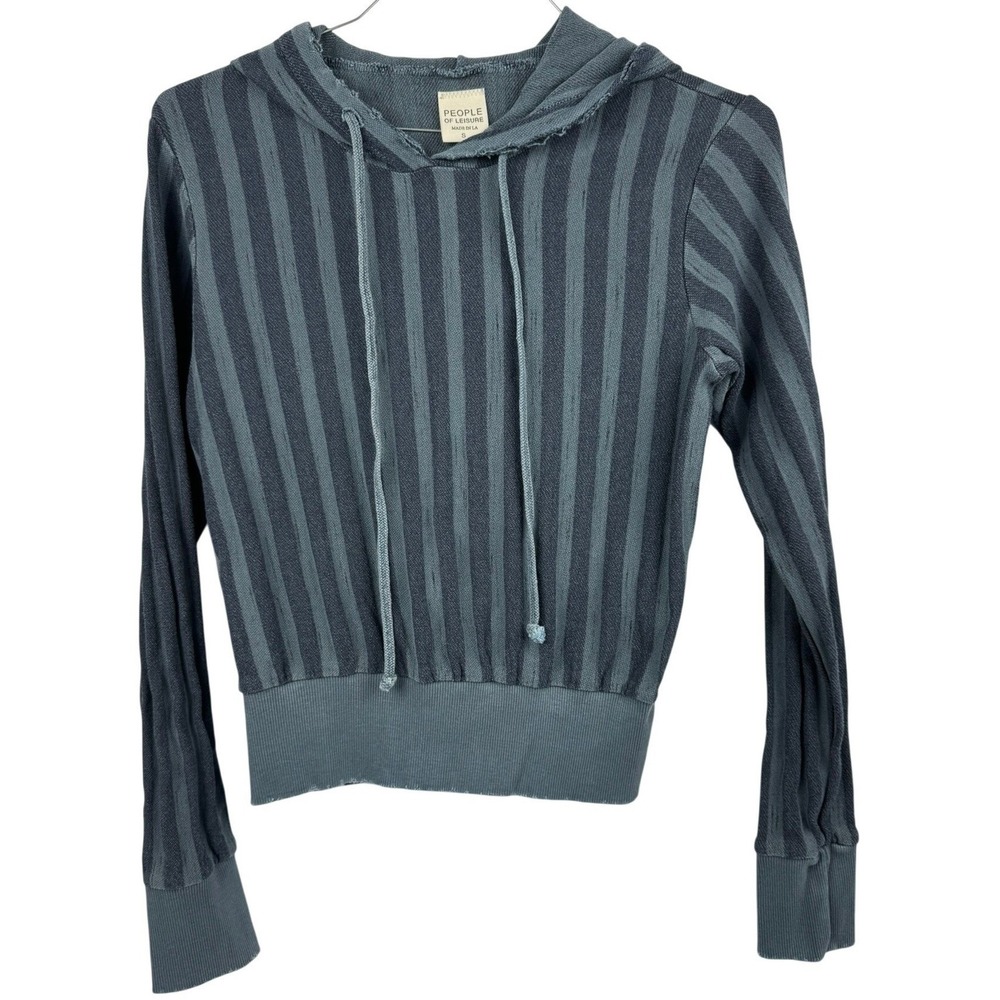 People of Leisure Striped Pullover Sweatshirt 100% Cotton French Terry Top